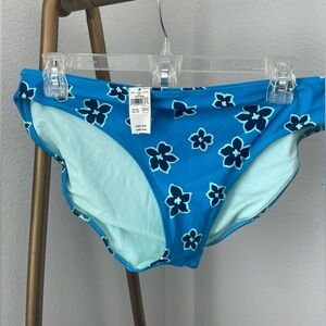 Aerie NWT XL Bikini Bottoms Blue Floral Print